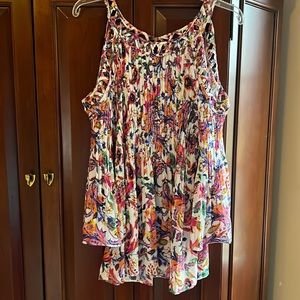 Vacation fun flowy blouse with open shoulders